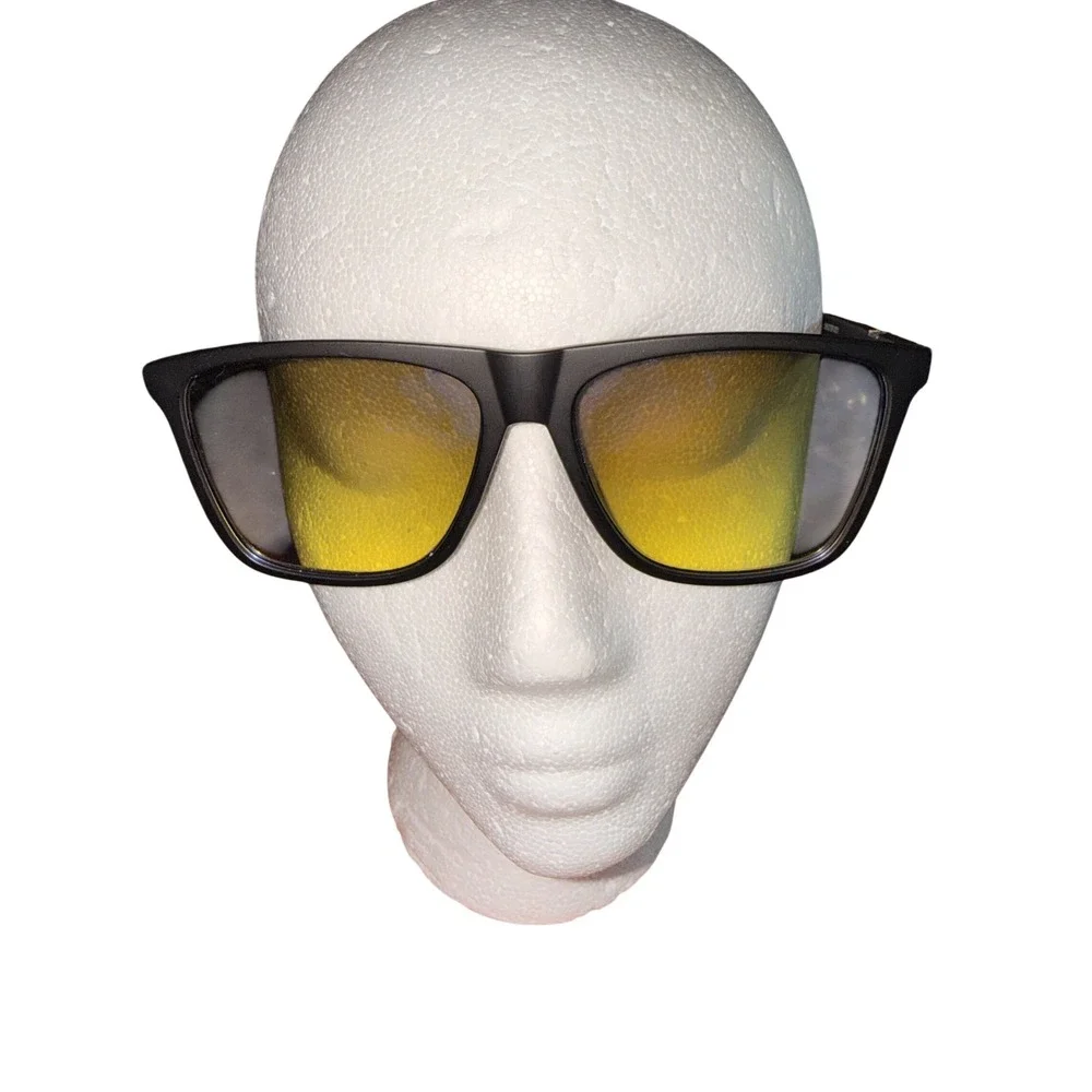 Panama Jack x Foster Grant r50 Sunglasses Matte Black Yellow Tint Lenses Unisex